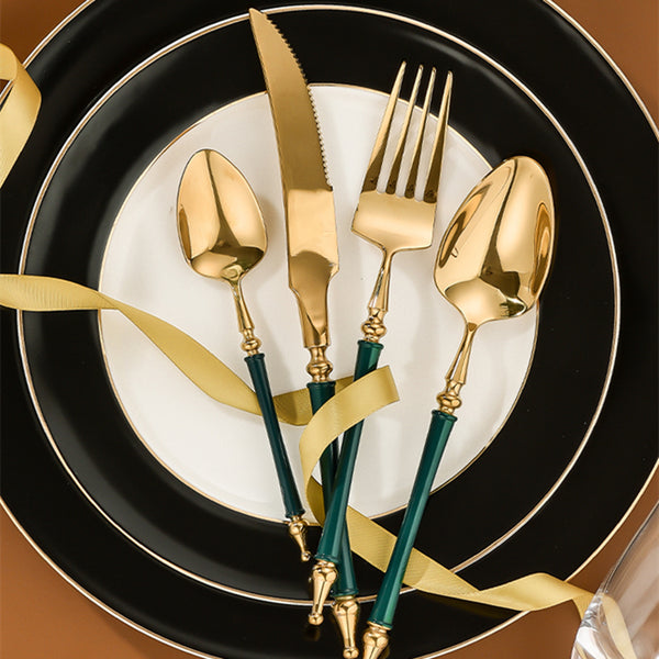 Xena Cutlery Set - Venetto Design Green Gold / 24 Pieces Venettodesign.com