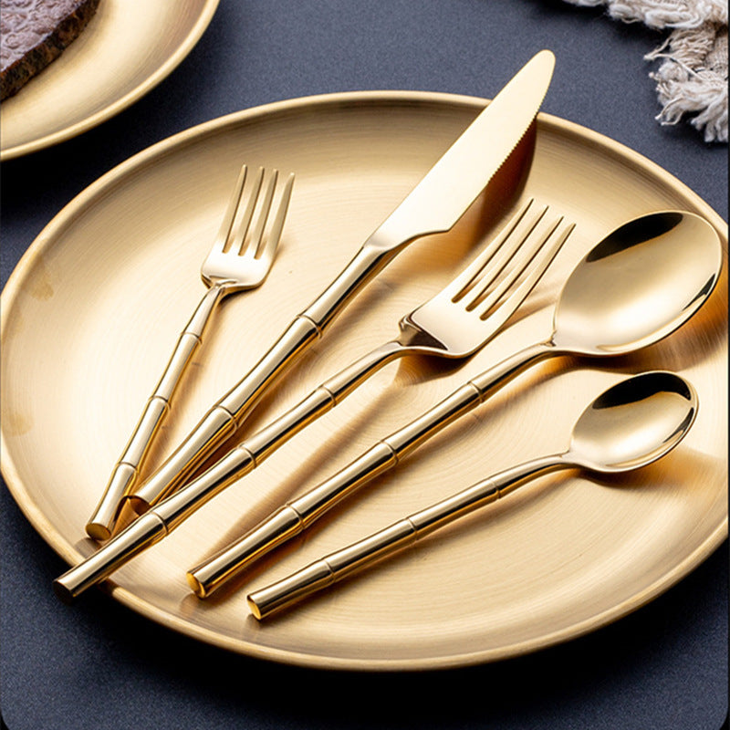 Aldomara Bamboo Gold/Silver Cutlery Set Cutlery - Venetto Design Gold / 30 Pieces Set Venettodesign.com