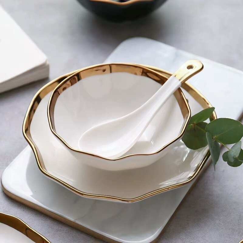 Nora Black White Luxury Dinnerware Set Plate - Venetto Design Venettodesign.com