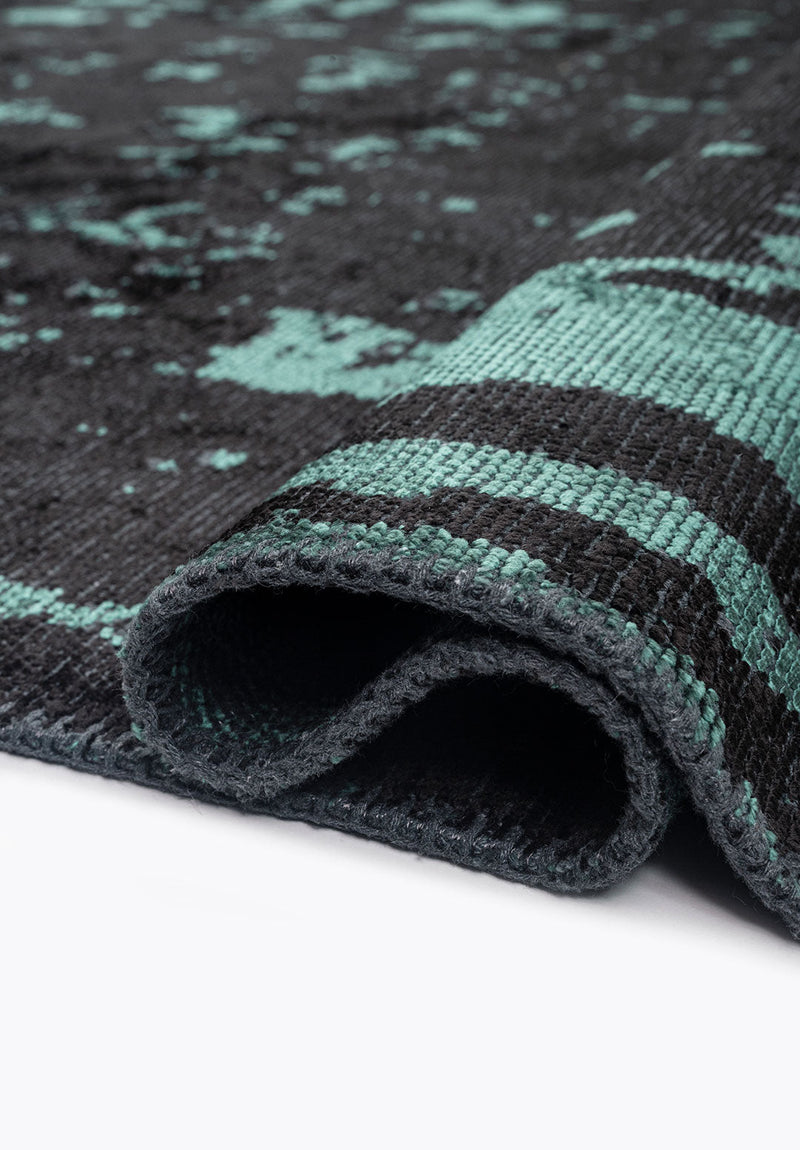 Verona Dark Green - Black Rug Rugs - Venetto Design Venettodesign.com