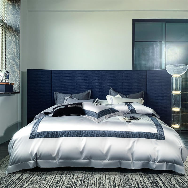 Sablier Silver Luxury Egyptian Cotton Duvet Cover Set Duvet Cover Set - Venetto Design Double / Flat Sheet Venettodesign.com