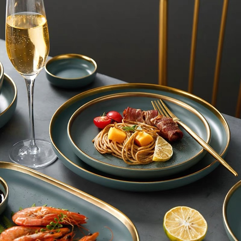 Celeste Grey Green Luxury Dinnerware Set Plate - Venetto Design Venettodesign.com