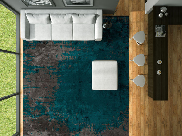 Paint Dark Turquoise - Anthracite Rug Rugs - Venetto Design Venettodesign.com