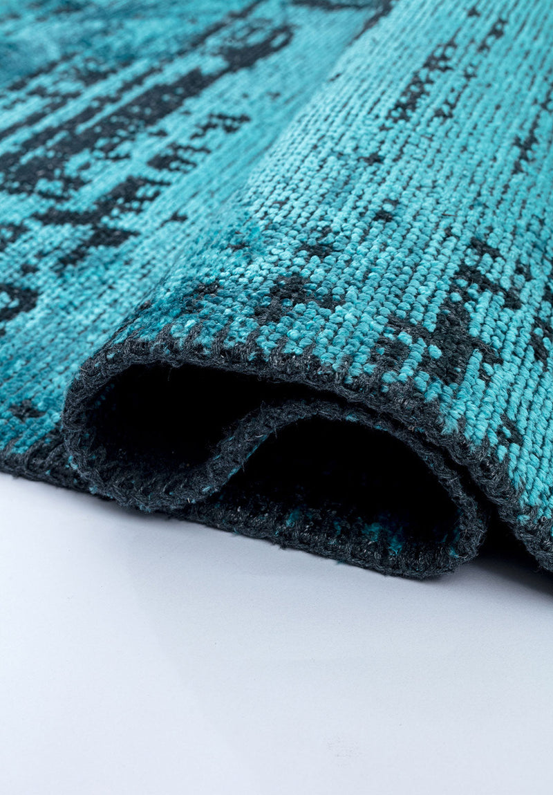 Space Turquoise - Matte Black Rug Rugs - Venetto Design Venettodesign.com