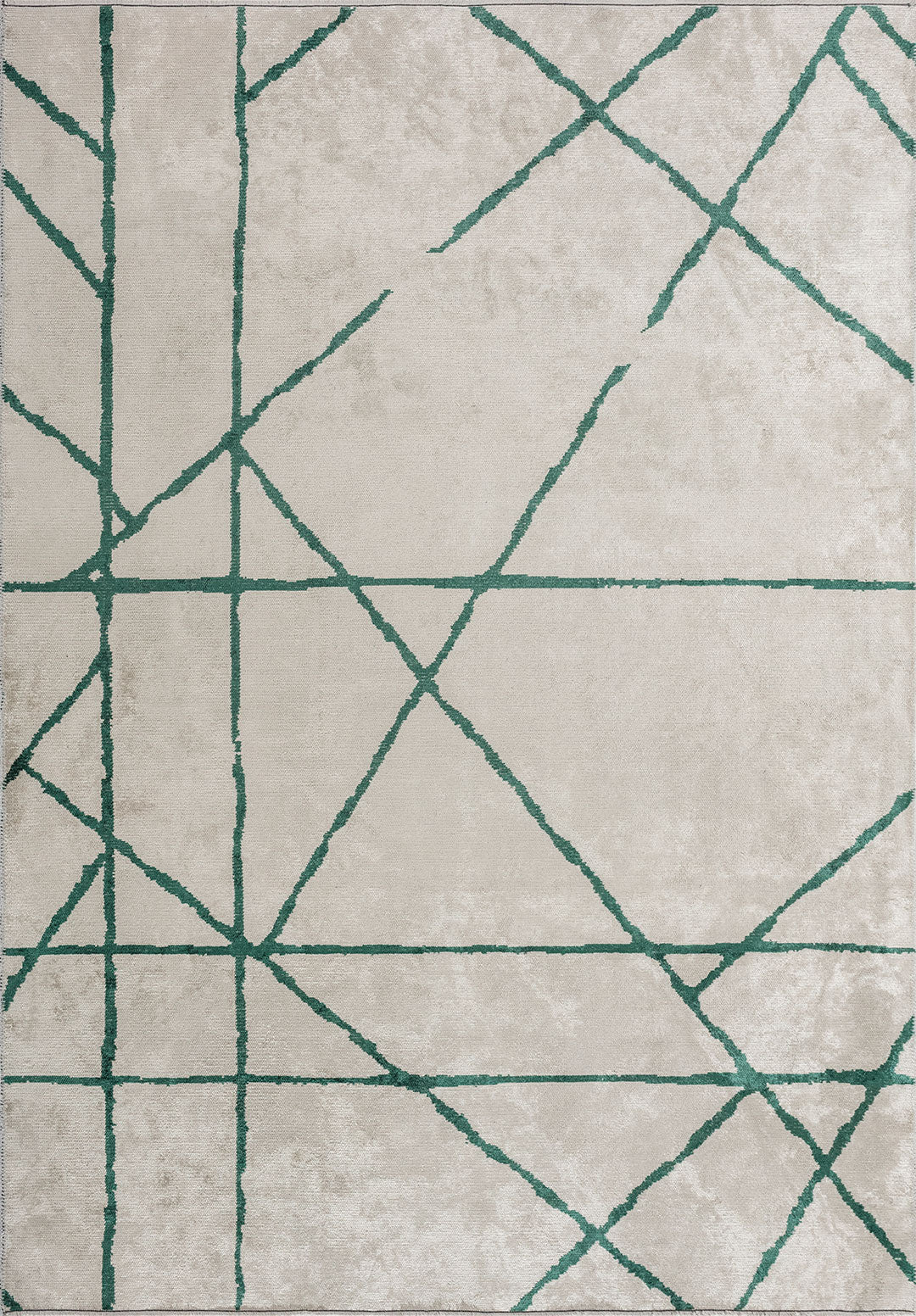 Grid White - Dark Green Rug Rugs - Venetto Design Venettodesign.com