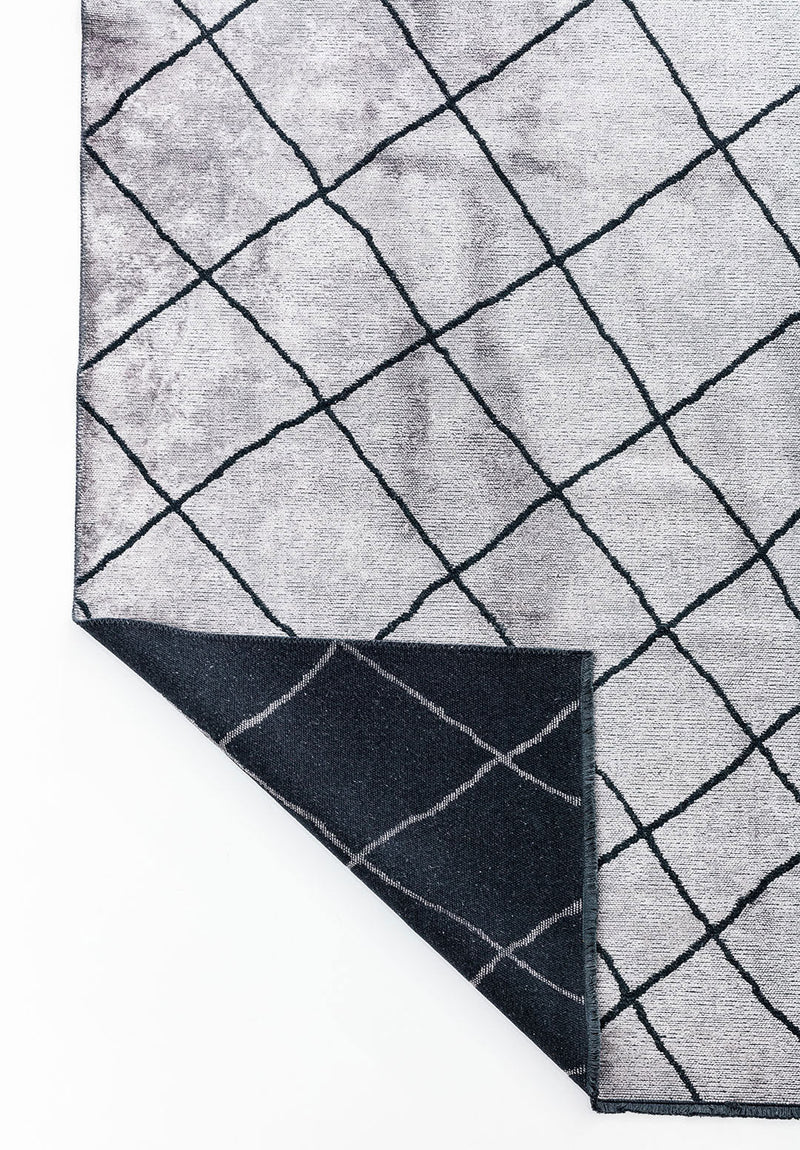 Moroccan Matte Black - Light Grey Rug Rugs - Venetto Design Venettodesign.com