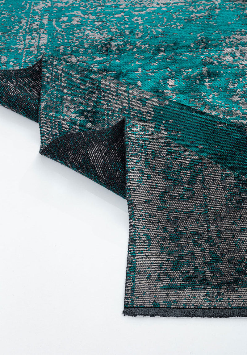Medallion Grey - Dark Turquoise Rug Rugs - Venetto Design Venettodesign.com