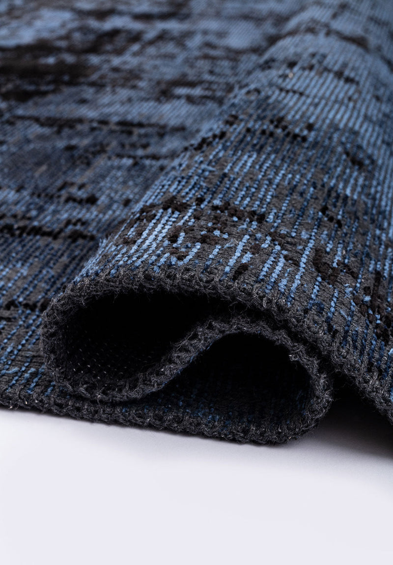 Discrete Black - Navy Blue Rug Rugs - Venetto Design Venettodesign.com