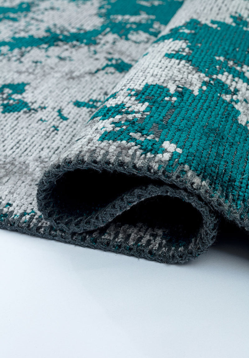 Marble Dark Turquoise - Light Grey Rug Rugs - Venetto Design Venettodesign.com