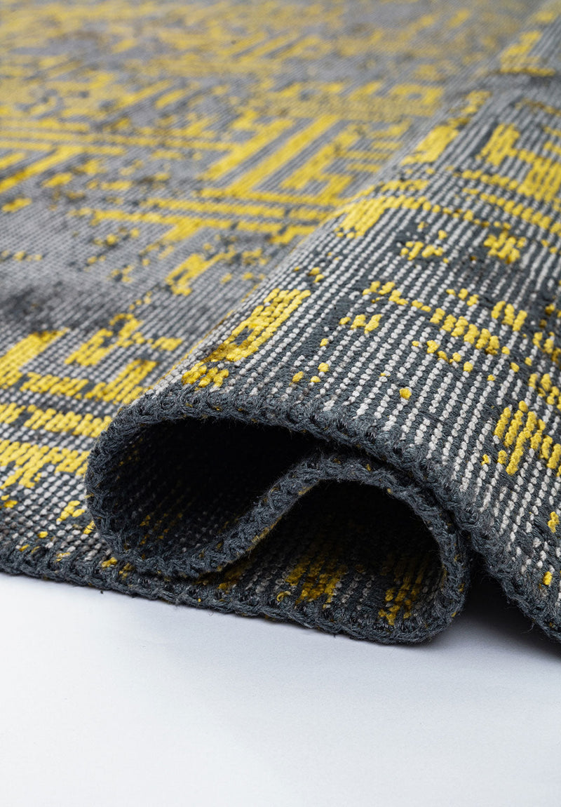 Labyrinth Grey - Yellow Rug Rugs - Venetto Design Venettodesign.com