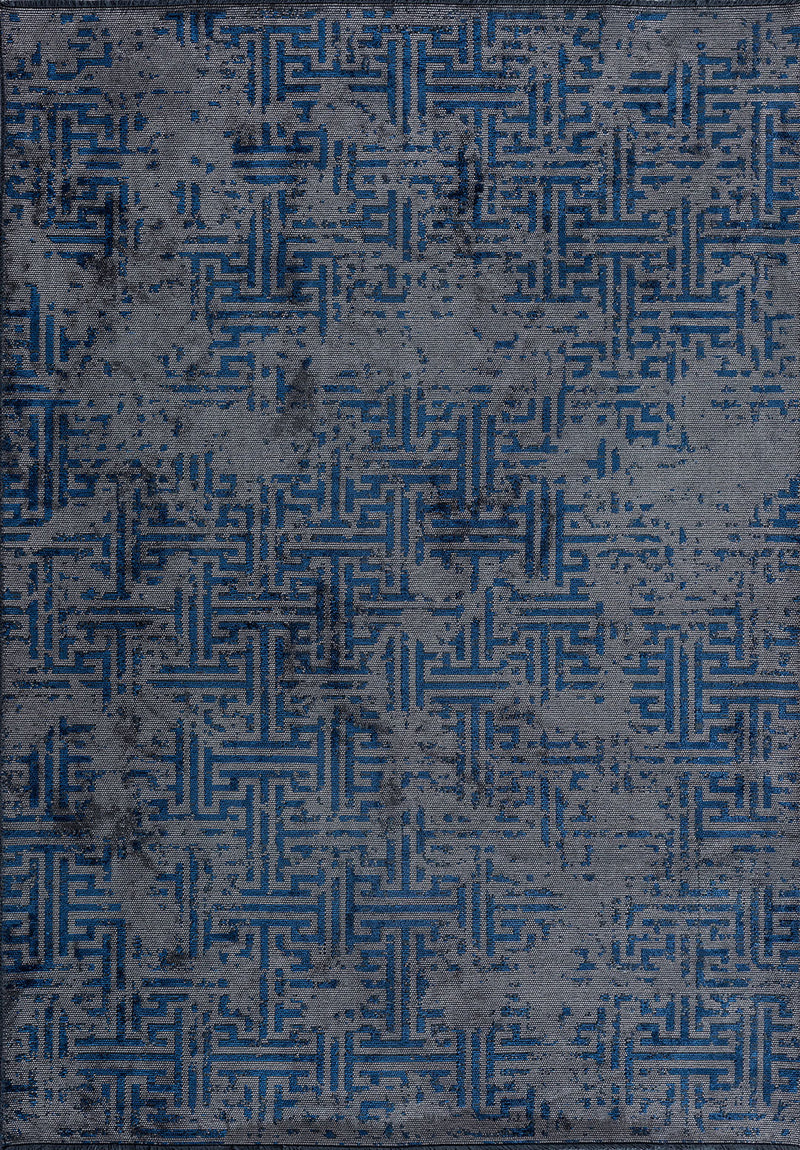 Labyrinth Grey - Navy Blue Rug Rugs - Venetto Design Venettodesign.com