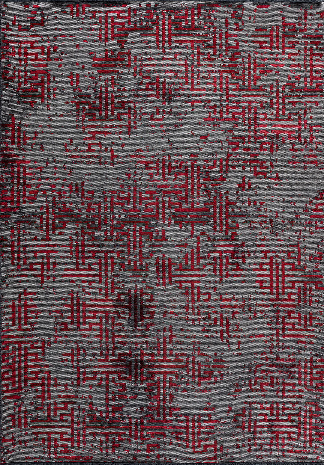 Labyrinth Grey - Red Rug Rugs - Venetto Design Venettodesign.com