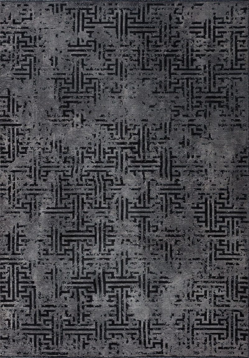 Labyrinth Grey - Black Rug Rugs - Venetto Design Venettodesign.com