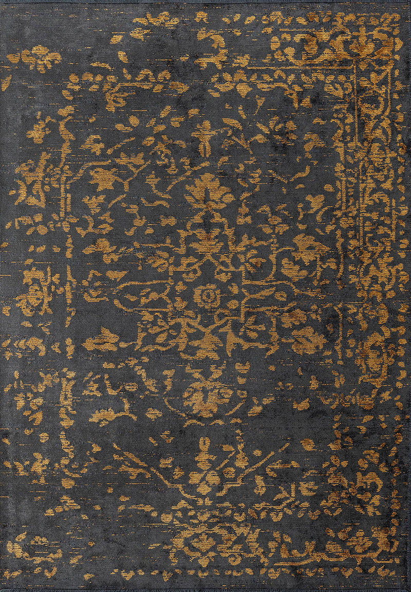 Flora Mustard - Anthracite Rug Rugs - Venetto Design Venettodesign.com