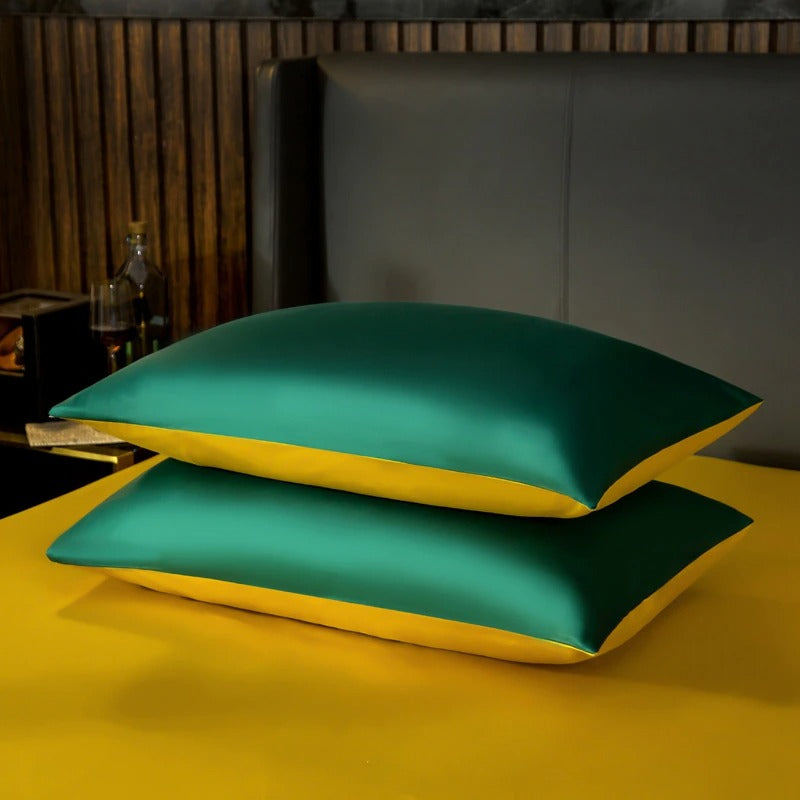 Shemir Emerald Green Gold Reversible Egyptian Cotton Duvet Cover Set Duvet Cover Set - Venetto Design Venettodesign.com