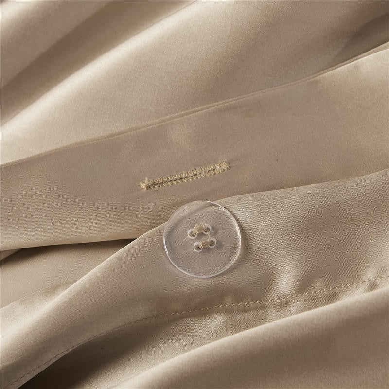 Eloise Leather Beige Luxury Pure Mulberry Silk Bedding Set Duvet Cover Set - Venetto Design Venettodesign.com