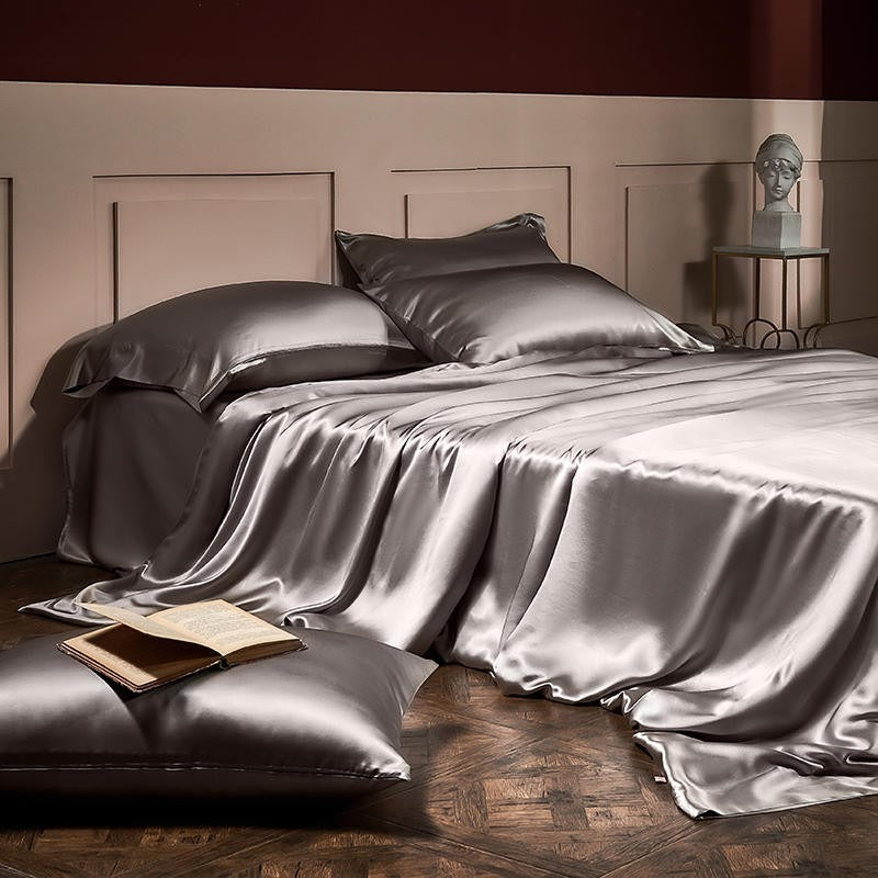 Royalis Grey Luxury Pure Mulberry Silk Bedding Set Duvet Cover Set - Venetto Design Venettodesign.com