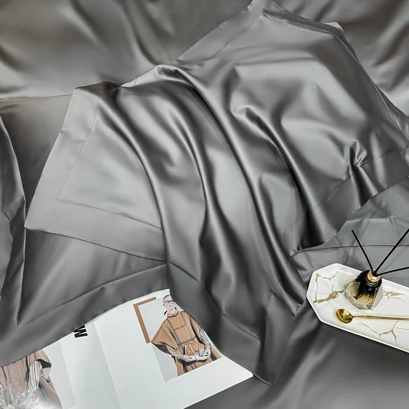 Neo Deep Grey Silky Cotton Duvet Cover Set Duvet Cover Set - Venetto Design Venettodesign.com