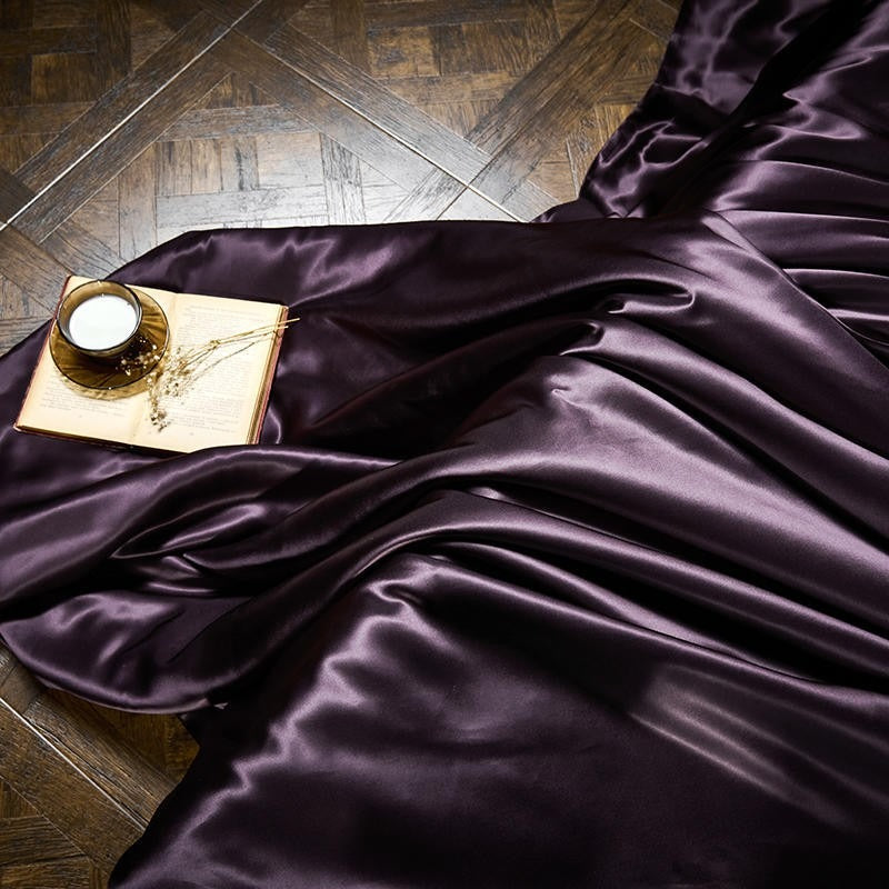 Royalis Purple Luxury Pure Mulberry Silk Bedding Set Duvet Cover Set - Venetto Design Venettodesign.com
