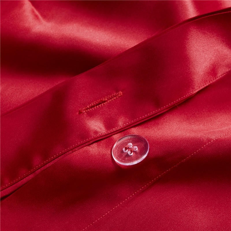 Eloise Ruby Red Luxury Pure Mulberry Silk Bedding Set Duvet Cover Set - Venetto Design Venettodesign.com