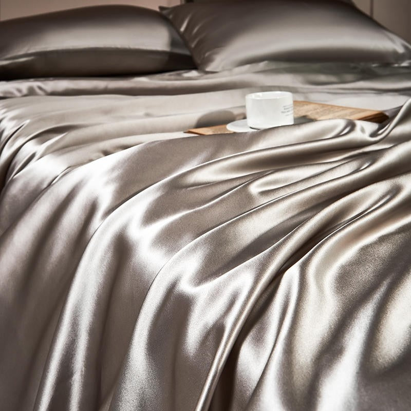 Royalis Grey Luxury Pure Mulberry Silk Bedding Set Duvet Cover Set - Venetto Design Venettodesign.com