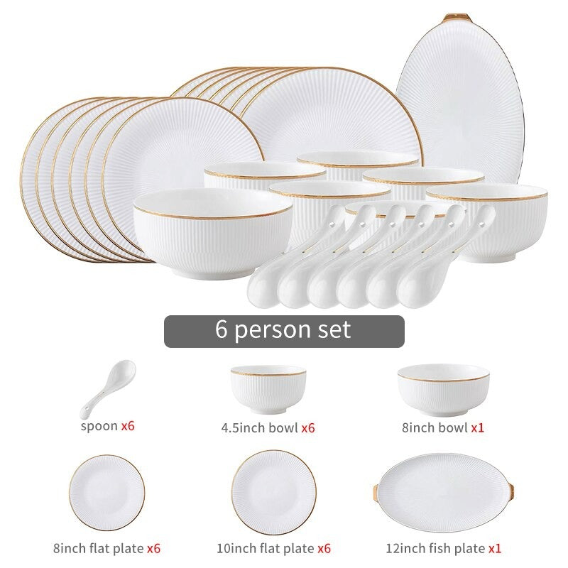 Ocula White Luxury Dinnerware Set Plate - Venetto Design 6 Person Set Venettodesign.com