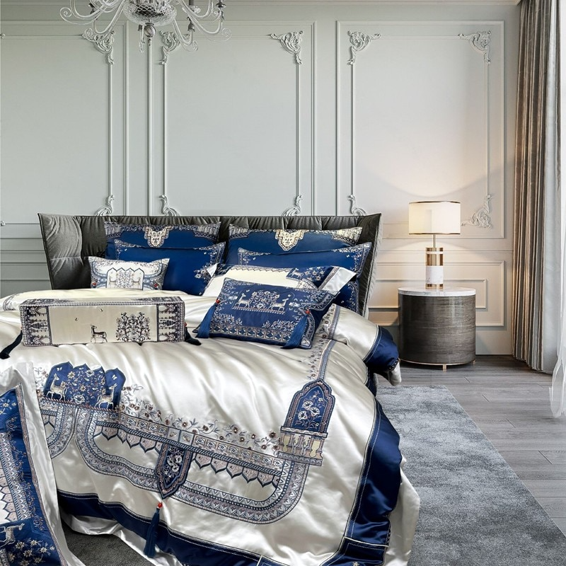 Giorgio Luxury Embroidered Tassel Duvet Cover Set Duvet Cover Set - Venetto Design Venettodesign.com