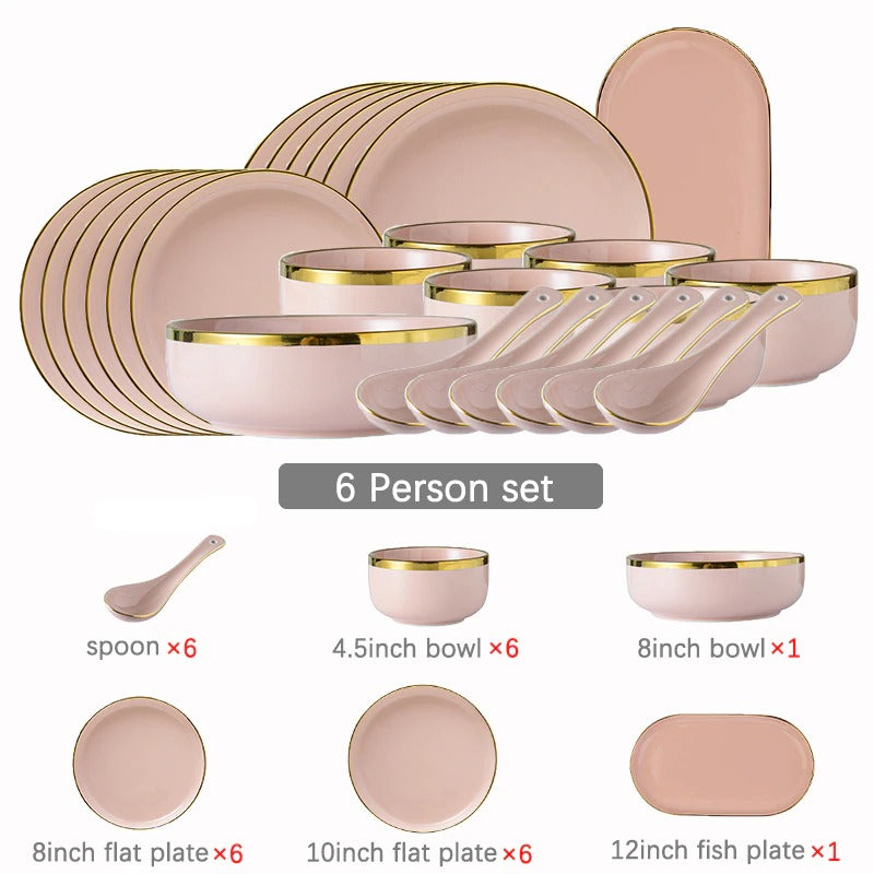 Felicity Pink Luxury Dinnerware Set Plate - Venetto Design 6 Person Set Venettodesign.com
