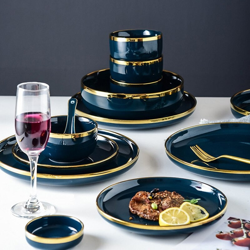 Oxford Blue Luxury Dinnerware Set Plate - Venetto Design Venettodesign.com