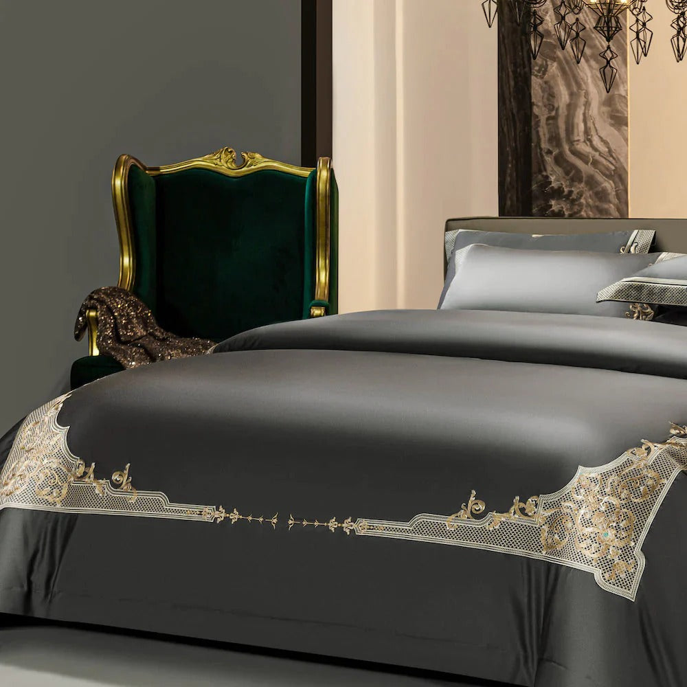 Cleopatra Grey Luxury Egyptian Cotton Bedding Set