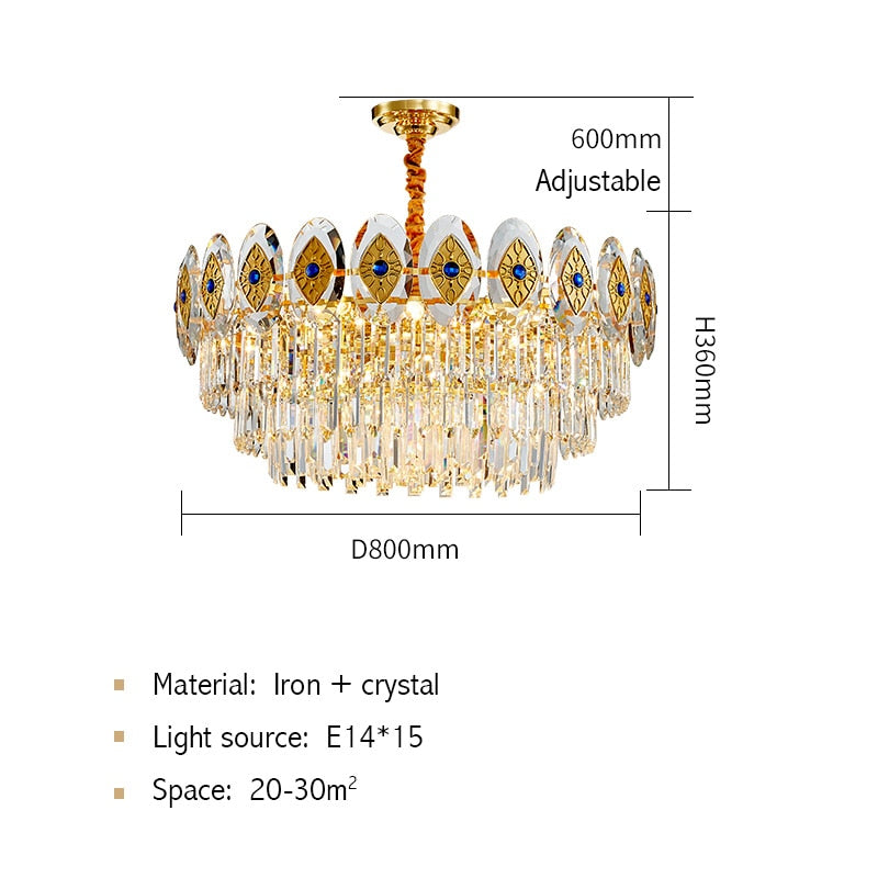 Eliana Oval Inlay Three-Tiered Crystal Chandelier Chandelier - Venetto Design Dia80cm H30cm / Warm light Venettodesign.com