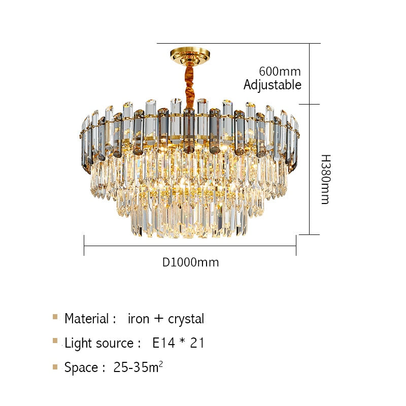Luis Rounded Three-Tier Crystal Cut Edge Chandelier Chandelier - Venetto Design Dia100cm H38cm / Warm light Venettodesign.com
