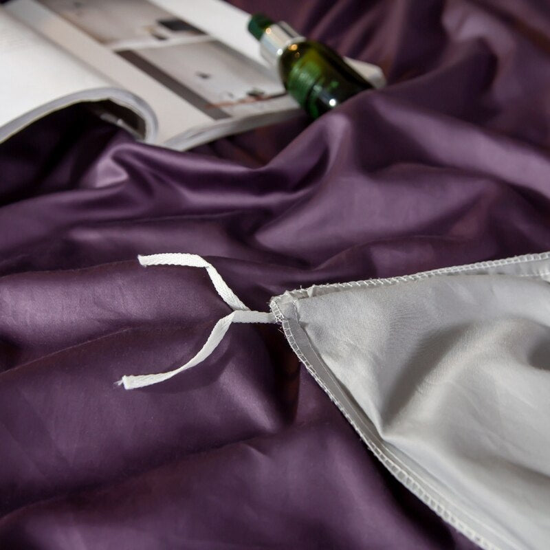 Shemir Purple Grey Reversible Egyptian Cotton Duvet Cover Set Duvet Cover Set - Venetto Design Venettodesign.com