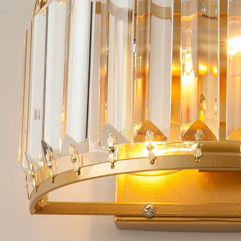 Isabella Beveled Crystal Half-Drum Wall Lamp Wall Lamp - Venetto Design Venettodesign.com