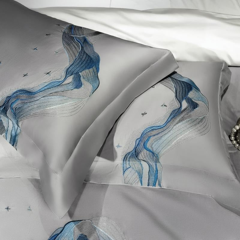 Amber Embroidered Egyptian Cotton Duvet Cover Set Duvet Cover Set - Venetto Design Venettodesign.com