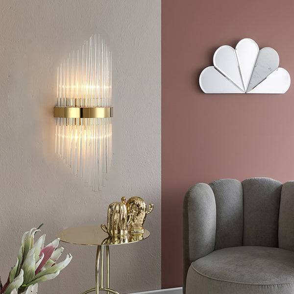 Diana Tapered Crystal And Gold Ring Wall Lamp Wall Lamp - Venetto Design Venettodesign.com