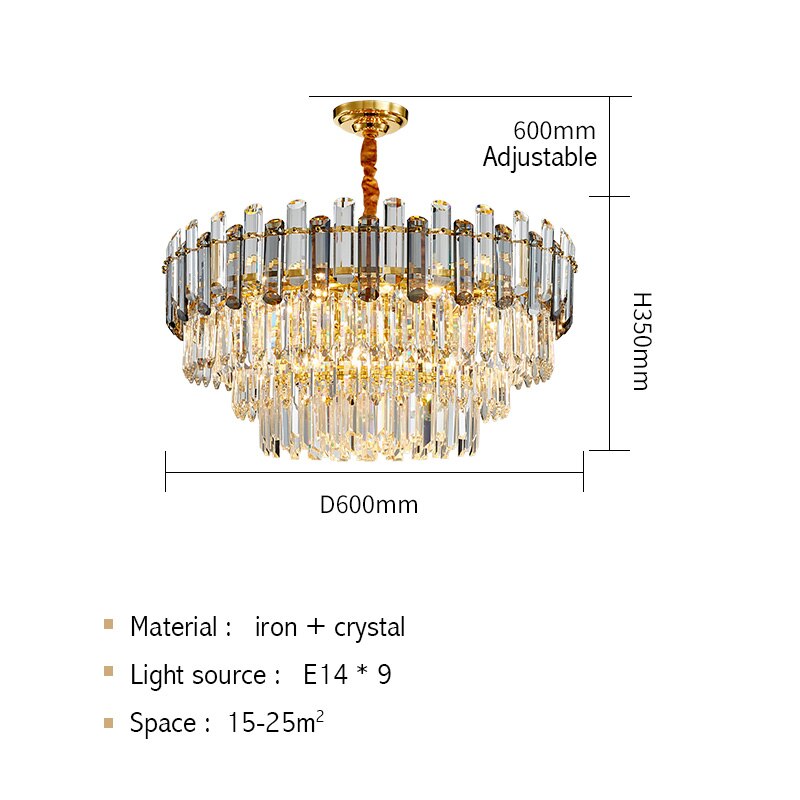 Luis Rounded Three-Tier Crystal Cut Edge Chandelier Chandelier - Venetto Design Dia60cm H35cm / Warm light Venettodesign.com