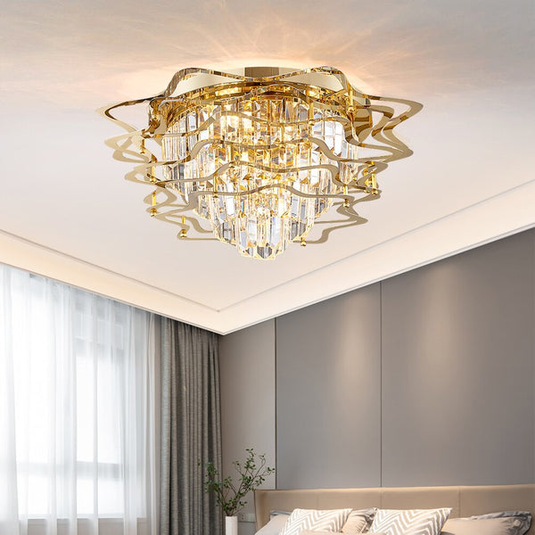 Molly Five Tier Round Crystal And Copper Ring Chandelier Chandelier - Venetto Design Venettodesign.com