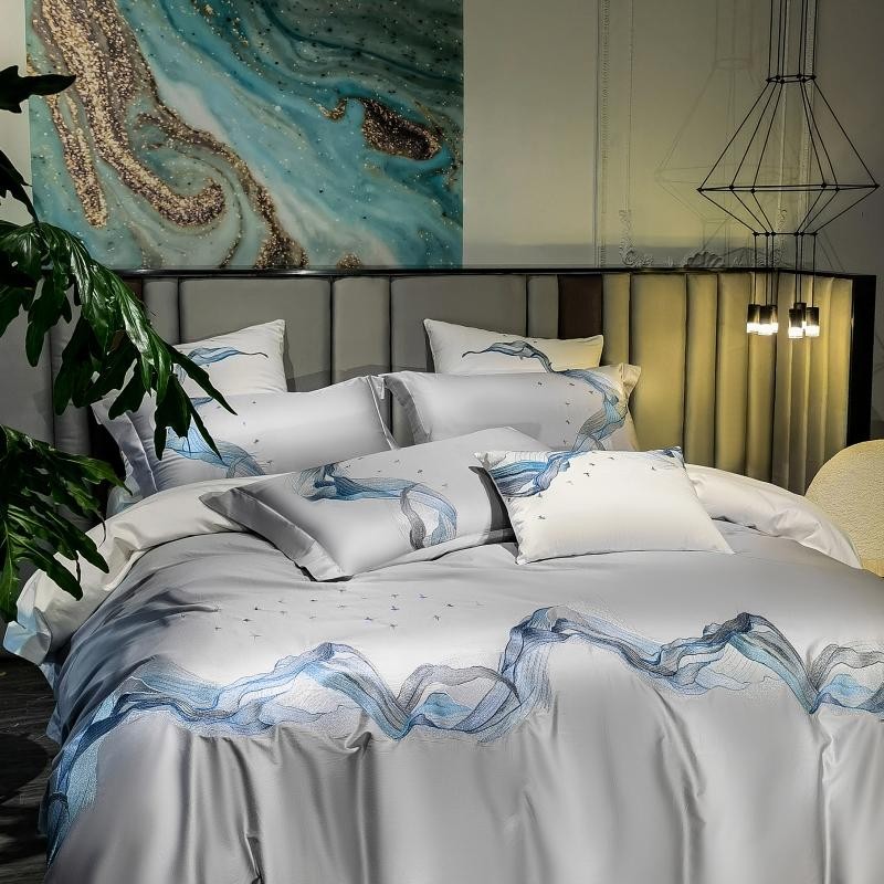 Amber Embroidered Egyptian Cotton Duvet Cover Set Duvet Cover Set - Venetto Design Venettodesign.com