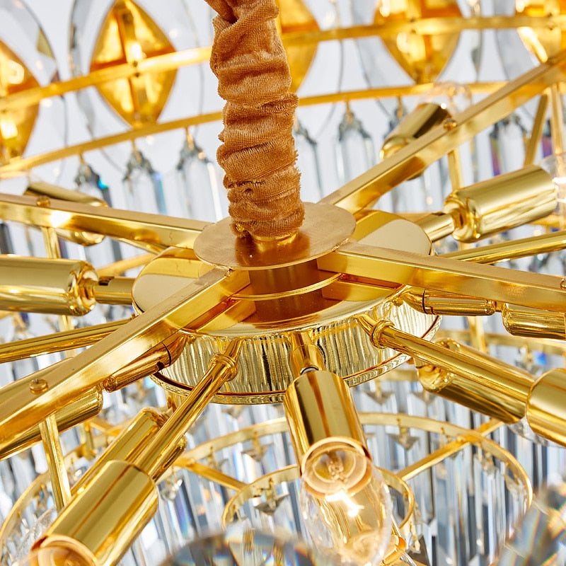 Eliana Oval Inlay Three-Tiered Crystal Chandelier Chandelier - Venetto Design Venettodesign.com