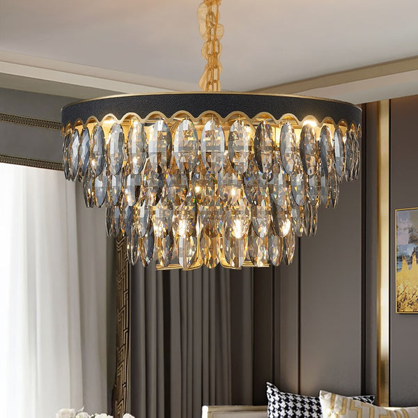 Gabriela Opulent Four-Tiered Teardrop Crystal Chandelier Chandelier - Venetto Design Venettodesign.com