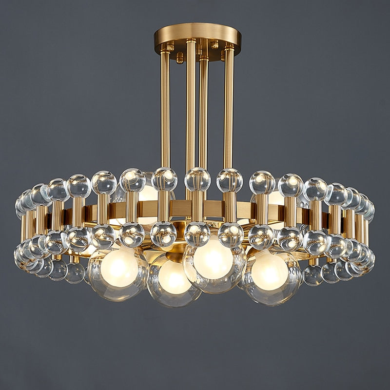 Bailey Colorful Gem And Crystal Two Tier Round Chandelier Chandelier - Venetto Design Round crystal / Dia40xH20cm / Warm white light Venettodesign.com