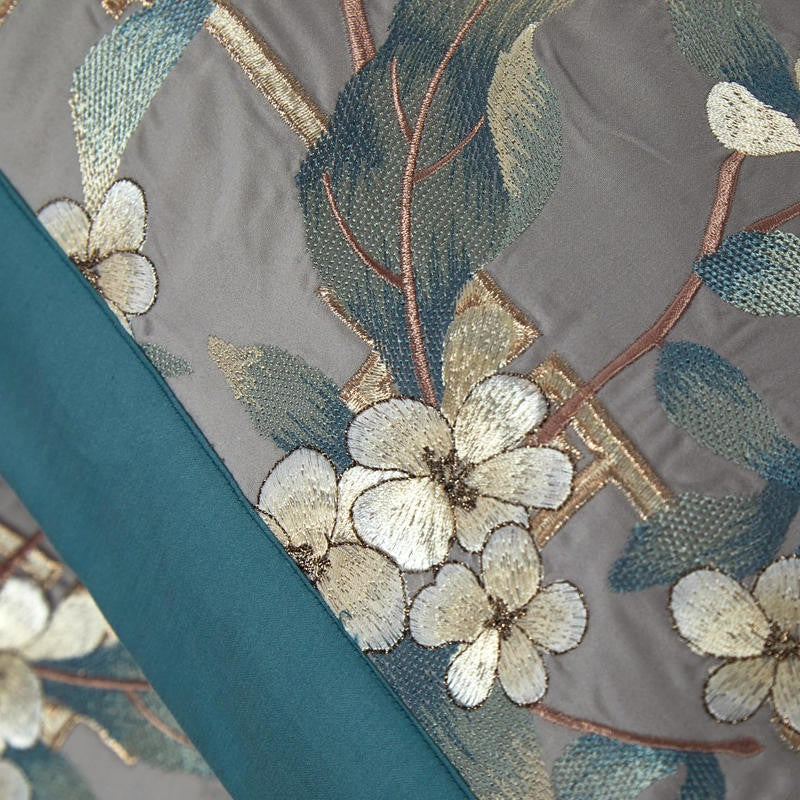 Zoe Chinoiserie Embroidered Egyptian Cotton Duvet Cover Set Duvet Cover Set - Venetto Design Venettodesign.com
