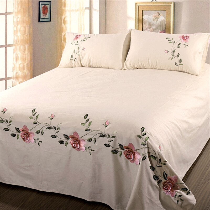 Ruzanna Flowers Embroidered Cotton Soft Bedding set Duvet Cover Set - Venetto Design Venettodesign.com