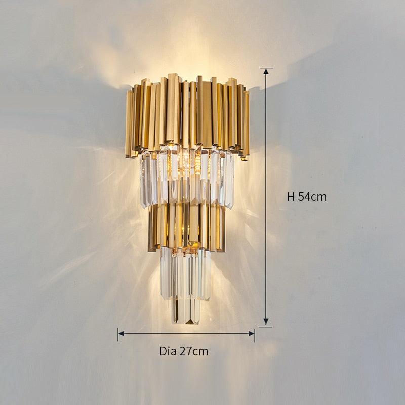 Adorjan Ridged Metal And Crystal Wall Lamp Wall Lamp - Venetto Design Dia27xH54cm / Warm White (2700-3500K) Venettodesign.com