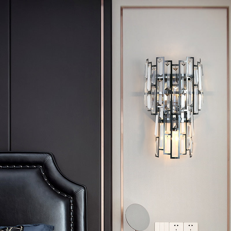 Clare Art Deco Iron And Crystal Wall Lamp Wall Lamp - Venetto Design Venettodesign.com