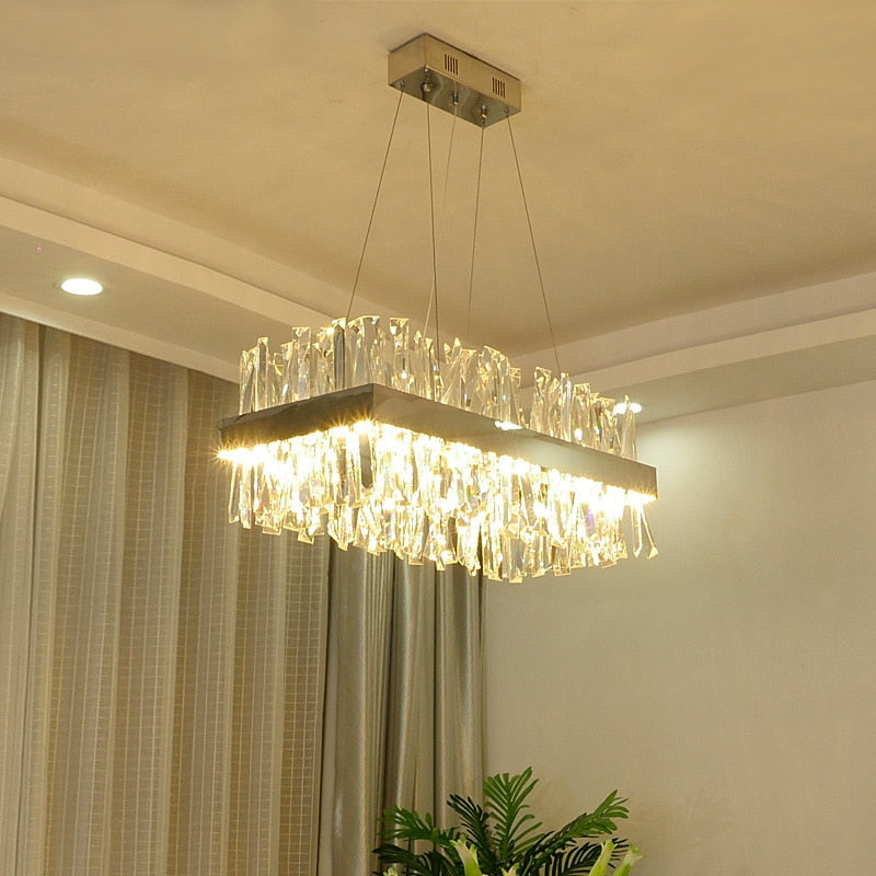 Chiara Double Sided Rectangle Crystal Ring Chandelier Chandelier - Venetto Design Venettodesign.com