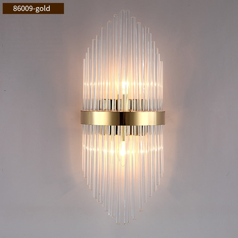 Diana Tapered Crystal And Gold Ring Wall Lamp Wall Lamp - Venetto Design 86009-Gold / Warm White (2700-3500K) / Dia22cm H54cm Venettodesign.com