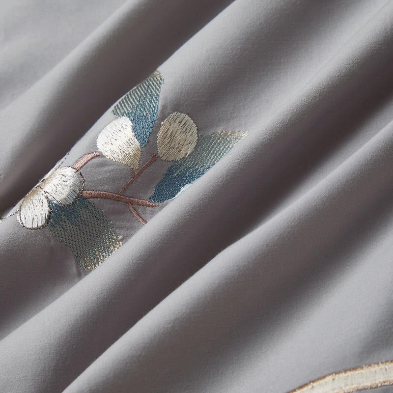 Zoe Chinoiserie Embroidered Egyptian Cotton Duvet Cover Set Duvet Cover Set - Venetto Design Venettodesign.com