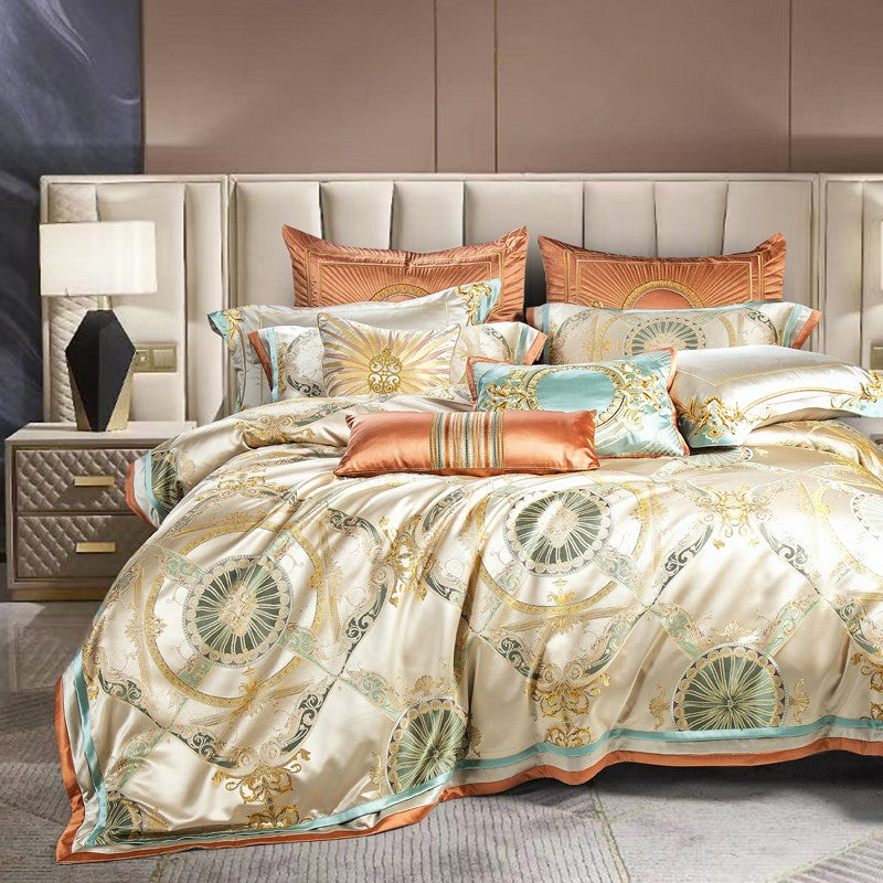 Deoniso Gold Luxury Satin Jacquard Duvet Cover Set Duvet Cover Set - Venetto Design Venettodesign.com